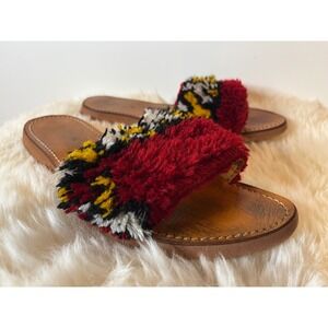 Res Ipsa Kilim Wool Leather Slide Sandals Red Black Yellow Women Size 9/10